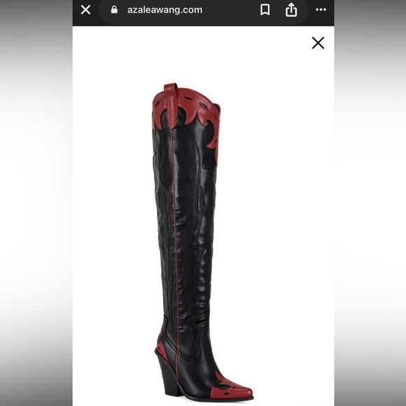 Azalea Wang DEIMOS-BLACKMULTI OVER THE KNEE WESTERN BOOT Size 6 - Picture 11 of 11